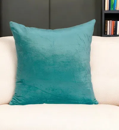 Hivvago 20" X 7" X 20" Transitional Aqua Solid Pillow Cover With Poly Insert In Green