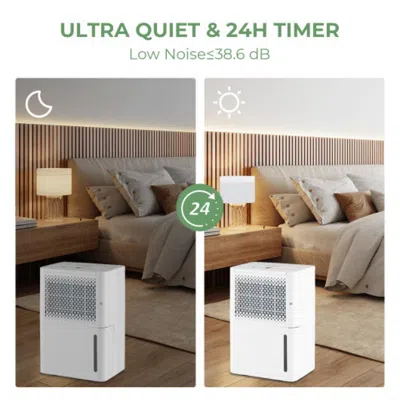 Hivvago 2000 Sq. Ft 32 Pint Dehumidifier With Continuous/drying/auto Mode-white