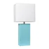 Hivvago 21" Aqua Faux Leather Table Lamp Led With White Shade In Blue