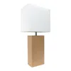 Hivvago 21" Beige Faux Leather Table Lamp Led With White Shade In White