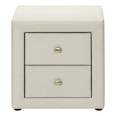 Hivvago 21" Beige Wood Two Drawer Nightstand In White