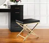 Hivvago 21" Black And Gold Faux Leather Vanity Chair In Black