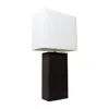 Hivvago 21" Black Faux Leather Table Lamp Led With White Shade In Multi