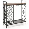 Hivvago 21 Bottle Wine Rack Freestanding Floor Wine Bottle Organizer With Glass Holder-rustic Brown