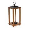 Hivvago 21" Brown And Black Geometric Metal And Solid Wood Tabletop Lantern Candle Holder In Brown