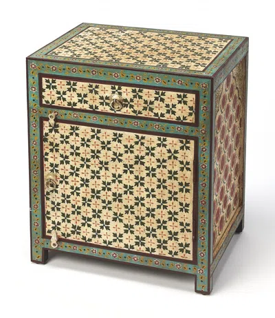 Hivvago 21" Brown And Green And Ivory Standard Accent Cabinet With One Drawer