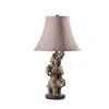 Hivvago 21" Brown Elephant Trio Table Lamp With Brown Bell Shade In Pink