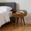 Hivvago 21" Brown Solid Wood Oval One Drawer Nightstand In Brown