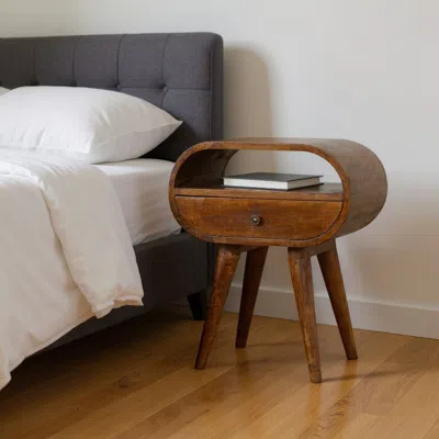 Hivvago 21" Brown Solid Wood Oval One Drawer Nightstand
