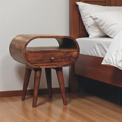 Hivvago 21" Brown Solid Wood Oval One Drawer Nightstand