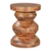 Hivvago 21" Brown Solid Wood Round Pedestal End Table In Brown