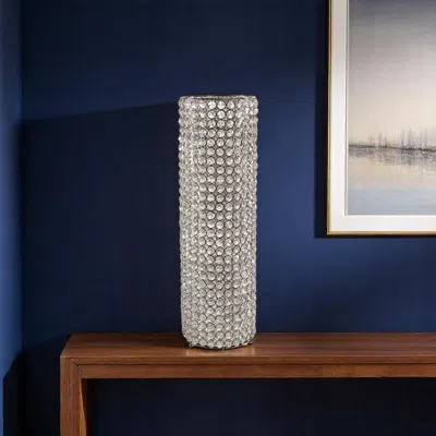 Hivvago 21" Clear And Silver Faux Crystal And Metal Table Vase In Metallic