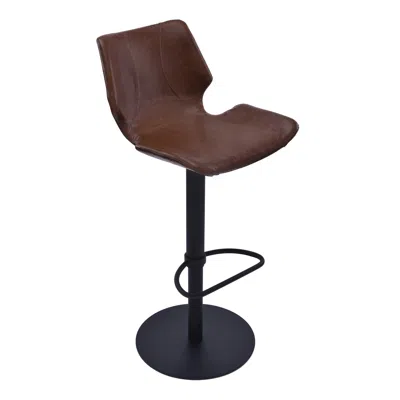 Hivvago 21" Coffee And Black Faux Leather And Iron Swivel Low Back Adjustable Height Bar Chair In Brown