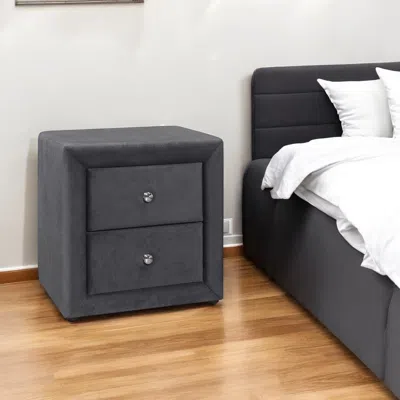 Hivvago 21" Dark Gray Wood Two Drawer Nightstand