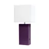 Hivvago 21" Eggplant Faux Leather Table Lamp Led With White Shade