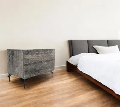 Hivvago 21" Gray Iron And Wood Two Drawer Nightstand