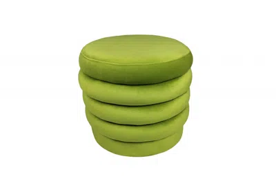 Hivvago 21" Green Velvet Tufted Round Cocktail Ottoman