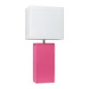 Hivvago 21" Hot Pink Faux Leather Usb Table Lamp Led With White Shade In Pink