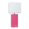 Hivvago 21" Hot Pink Faux Leather Usb Table Lamp Led With White Shade