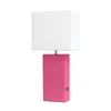 Hivvago 21" Hot Pink Faux Leather Usb Table Lamp Led With White Shade In Pink
