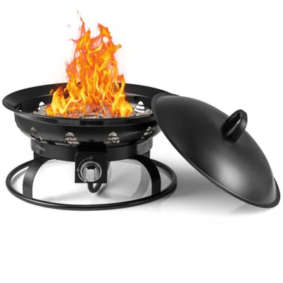 Hivvago 21 Inch Diameter Propane Gas Fire Pit Patio Portable Fire Bowl-black