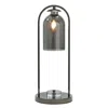 Hivvago 21 Inch Table Lamp, Cylinder Glass Shade, Round Base, Rustic Nickel Gray In Gray