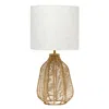 Hivvago 21" Light Brown Table Lamp With Beige Drum Shade In Brown