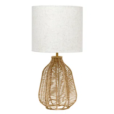 Hivvago 21" Light Brown Table Lamp With Beige Drum Shade