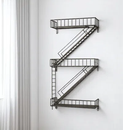 Hivvago 21" Metal Gray Metal Novelty Wall Mounted Accent Shelf