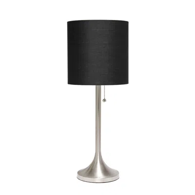 Hivvago 21" Nickel Metal Table Lamp With Black Drum Shade
