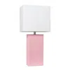 Hivvago 21" Pink Faux Leather Usb Table Lamp With White Shade