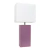 Hivvago 21" Purple Faux Leather Table Lamp Led With White Shade In Multi