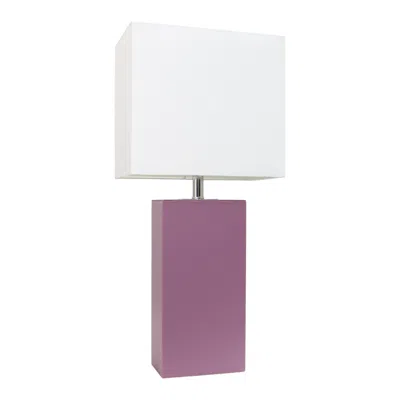 Hivvago 21" Purple Faux Leather Table Lamp Led With White Shade In Multi