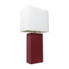 Hivvago 21" Red Faux Leather Table Lamp Led With White Shade In Burgundy