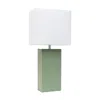 Hivvago 21" Sage Faux Leather Table Lamp With White Shade In Green