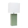 Hivvago 21" Sage Faux Leather Table Lamp With White Shade In Green