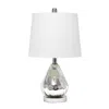 Hivvago 21" Silver Glass And Metal Round Table Lamp With White Drum Shade In White