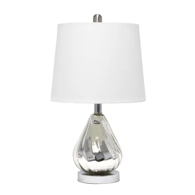 Hivvago 21" Silver Glass And Metal Round Table Lamp With White Drum Shade