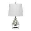 Hivvago 21" Silver Glass Round Table Lamp With Gray Drum Shade In Multi