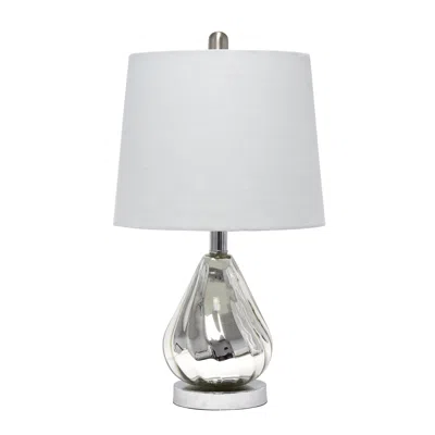 Hivvago 21" Silver Glass Round Table Lamp With Gray Drum Shade In Multi