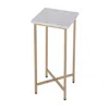 Hivvago 21" White And Gold Distressed Marble And Iron Square End Table In Gray