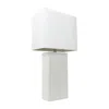 Hivvago 21" White Faux Leather Table Lamp Led With White Shade In White
