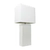Hivvago 21" White Faux Leather Table Lamp Led With White Shade In White