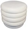 Hivvago 21" White Velvet Tufted Round Cocktail Ottoman In White