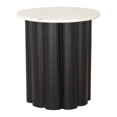 Hivvago 21" White Wood Pedestal End Table In Black