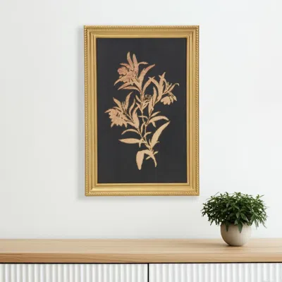 Hivvago 21" X 14" Gold And Black Flower Bouquet Wood Framed Art