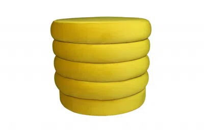 Hivvago 21" Yellow Velvet Tufted Round Cocktail Ottoman