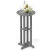 Hivvago 21.5 Inch Round Bar Table Patio Hdpe Bar Height Dining Table With Slatted Tabletop
