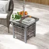 Hivvago 21.5 Inches Outdoor Pe Rattan Side Table Square End Table With Umbrella Hole