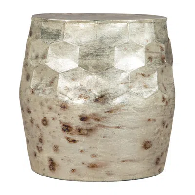 Hivvago 22" Beige Iron Round Block End Table In Gold